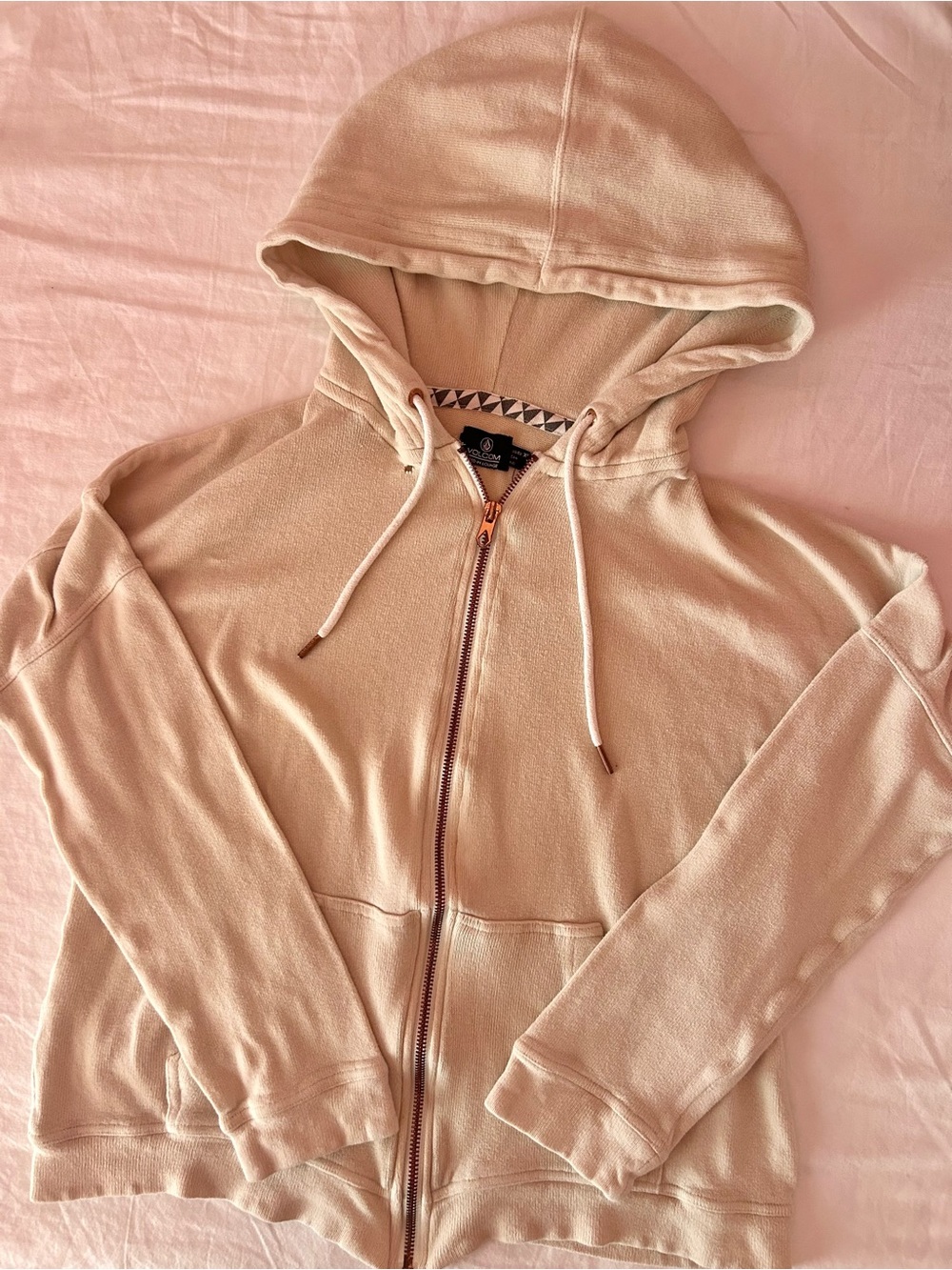 Volcom Lived In Lounge Light Beige Women’s Zip-Up Hoodie Jacket